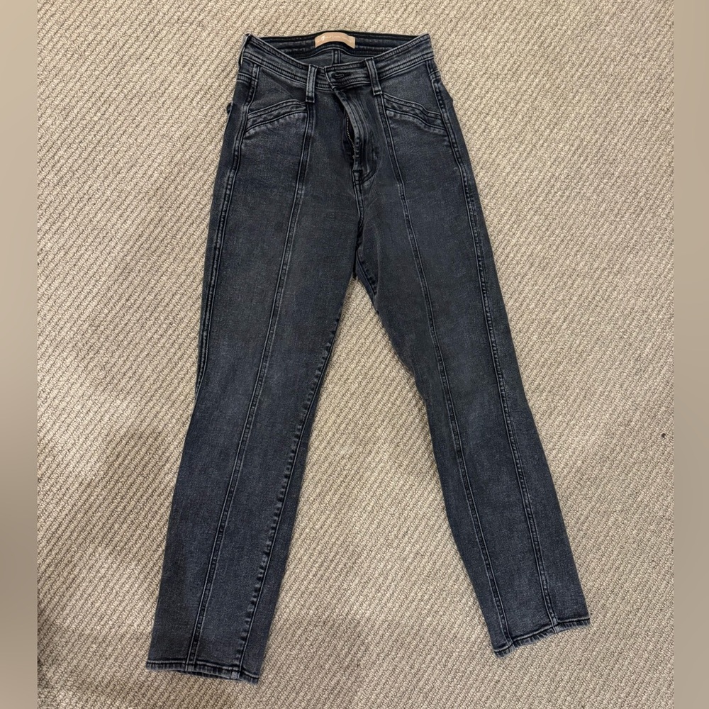 7 for Mankind black high waist seamed jeans